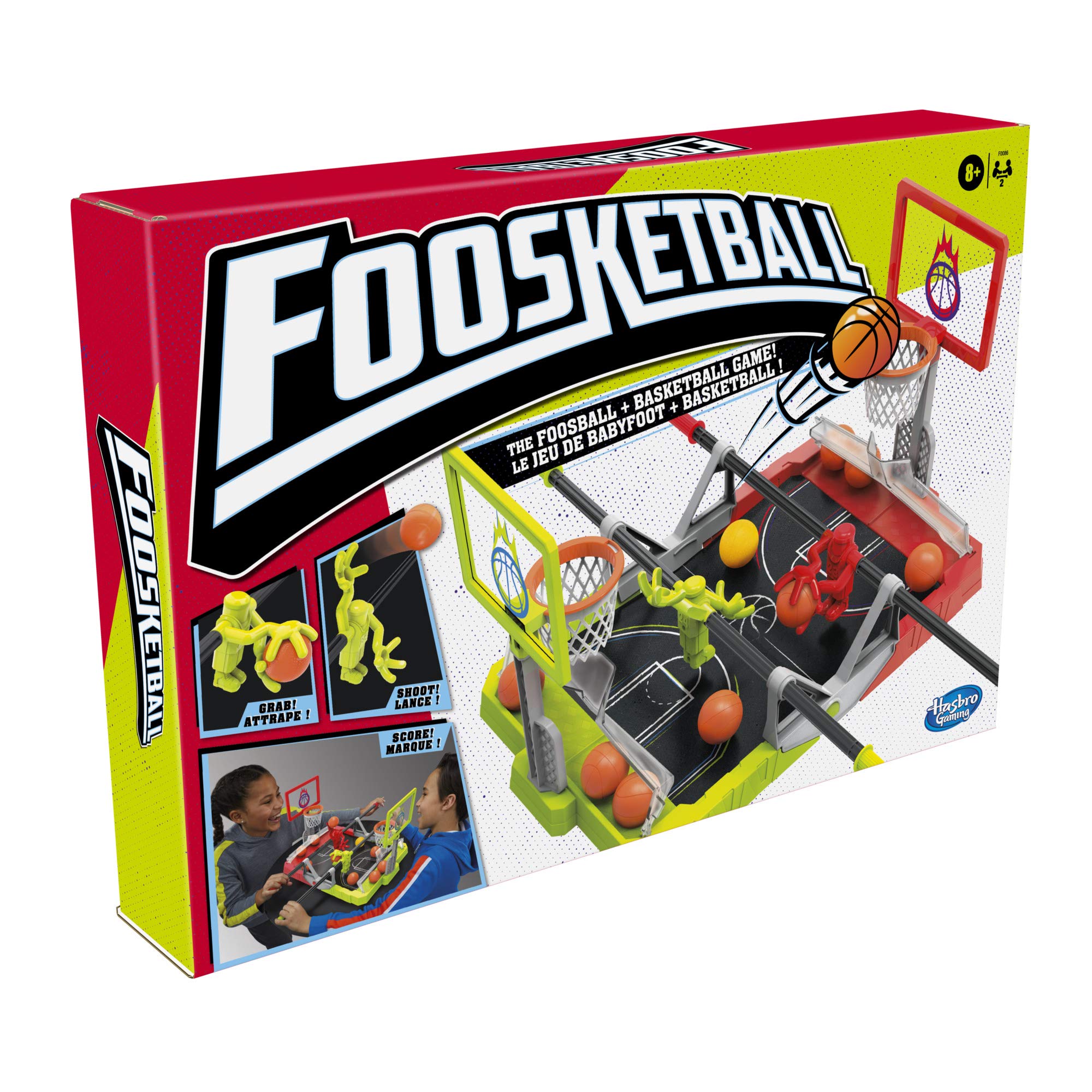 Hasbro Foosketball Game, The Foosball Plus Basketball Shoot and Score, gioco da tavolo non cercato per bambini dagli 8 anni in su, per 2 giocatori, versione inglese e francese