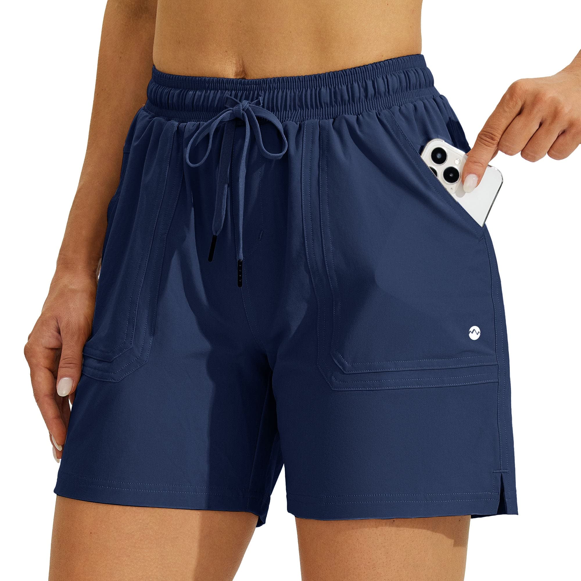 Willit Women's 5" Hiking Shorts Golf Athletic Outdoor Shorts Quick Dry Workout Summer Water Shorts with Pockets Navy Blue XL