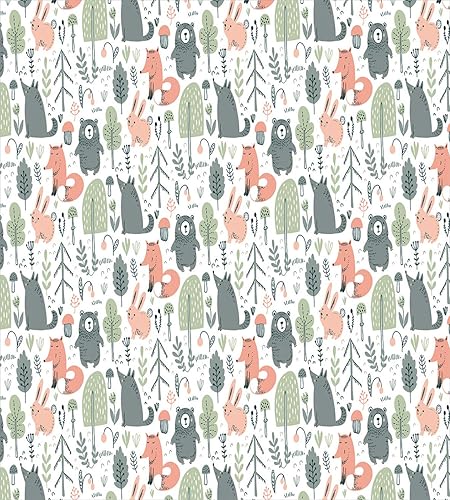 Miniatura 2 de Lunarable Woodland Creatures - Juego de funda de edredón, animales y árboles escandinavos pastel, juego de ropa de cama decorativo de 2 piezas con 1