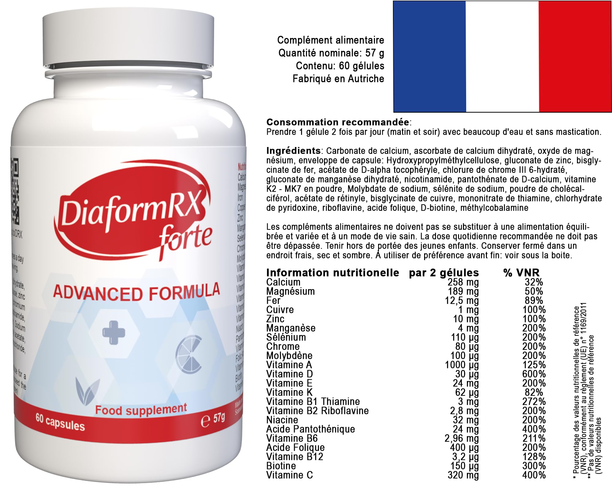 Diaform RX Forte – 180 capsule (3 x 60 capsule), confezione da 3