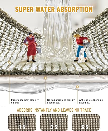Miniatura 3 de Juego de alfombras de baño grandes con diseño de gofre, antideslizantes, ultra absorbentes, para decoración de baño de Navidad, juego de 2 alfombras