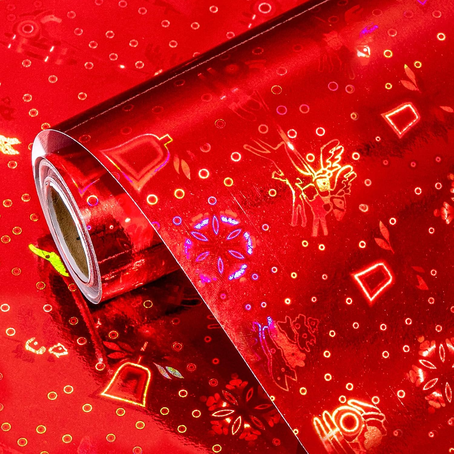 Retrify Pink Wrapping Paper Roll, 17 Inches x 32.8 Feet Holographic Iridescent Gift Wrap Paper for Wedding Bridal Shower Birthday