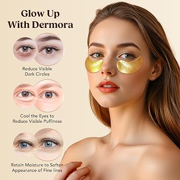 DERMORA Golden Glow Under Eye Patches 50 Pairs and Original Foot Peel Masks 2 Pack