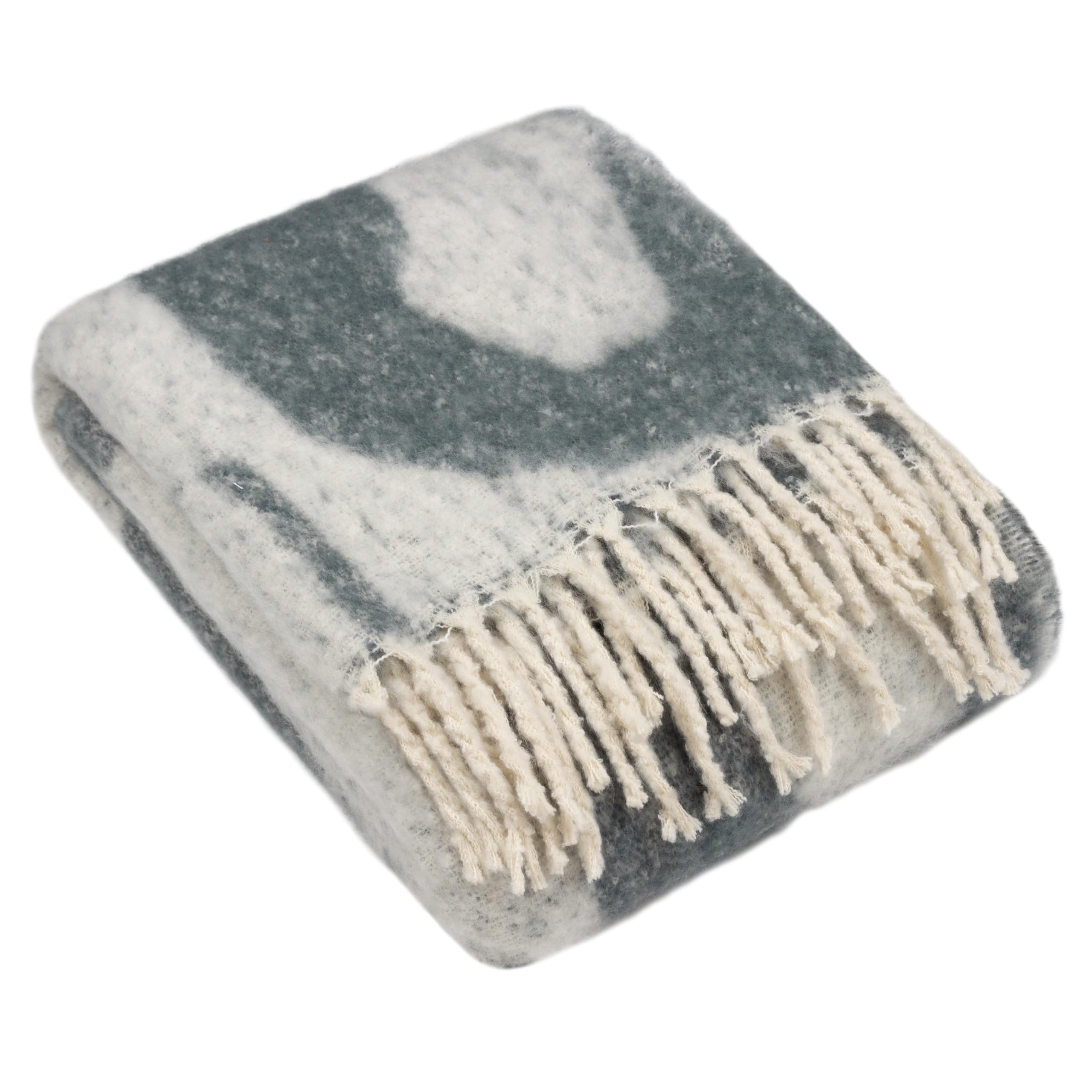 HOEM Meta Abstract Jacquard Knit Throw - Dark Blue - 130cm x 180cm - Faux Mohair