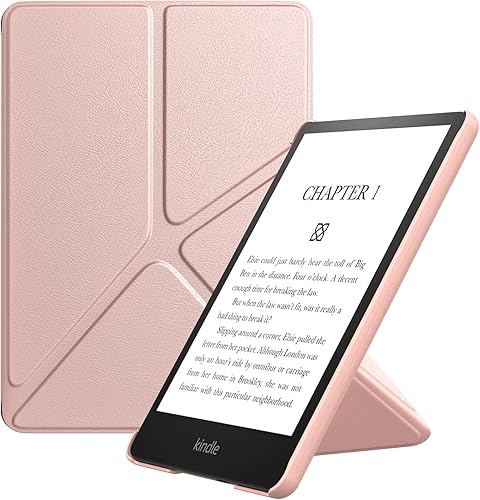 MoKo Funda para Kindle Paperwhite de 6.8" (11ª generación-2021) y Kindle Paperwhite Signature Edition, funda de pie Origami con cubierta trasera Oro