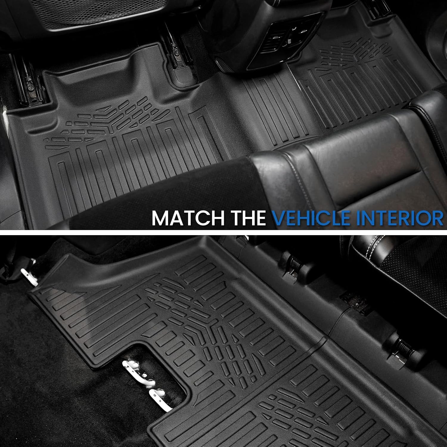 Floor Mats Set for 2016-2026 Dodge Durango (Only for 7 Seats with Bench Seats), All Weather TPE Backrest Mat Trunk Mat Cargo Liner Door Sill Guards Accessories (7 Seats Floor Mats Set)