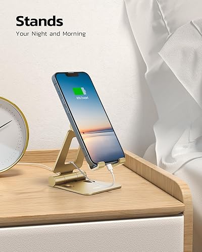 Miniatura 3 de Nulaxy Soporte plegable doble para teléfono celular, totalmente ajustable, plegable, soporte para teléfono de escritorio, base compatible con iPhone