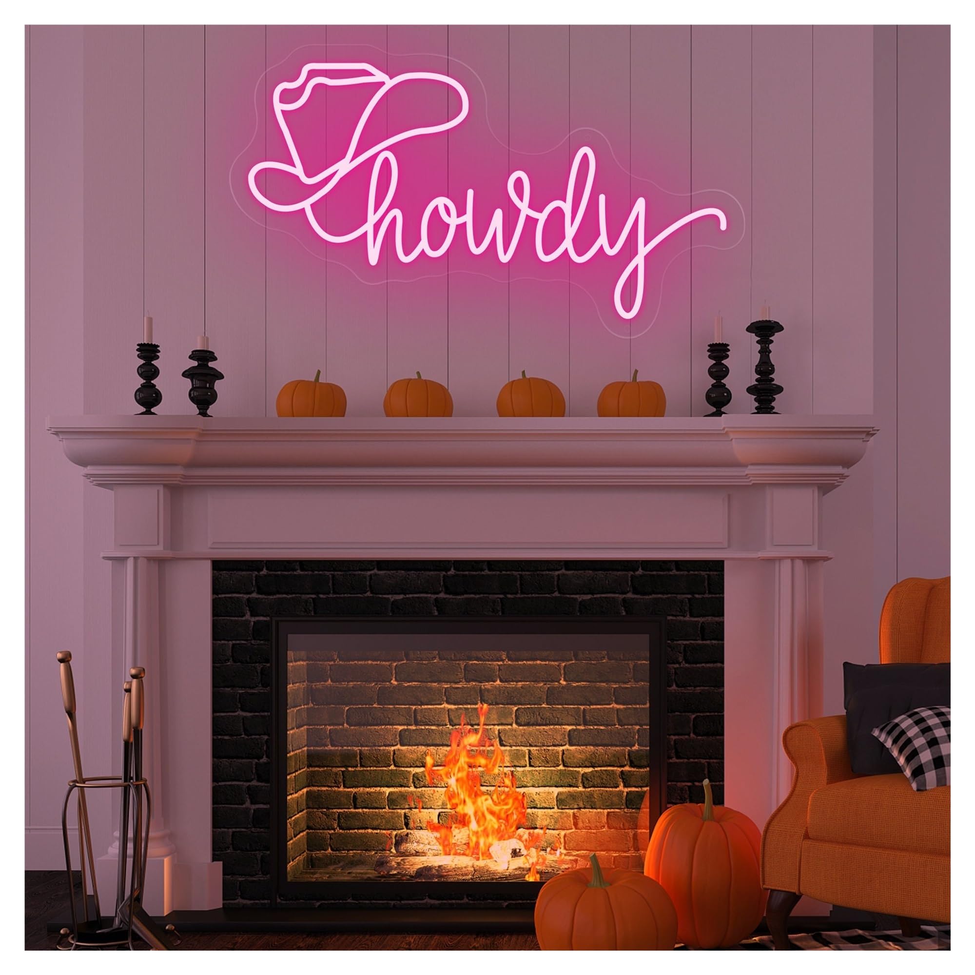 Shouxi A Sign Lamp Howdy Neon Sign, Greeting Light, Cowboy Hat, Party Decor, Hello, Home 25Cmx43cm(A)