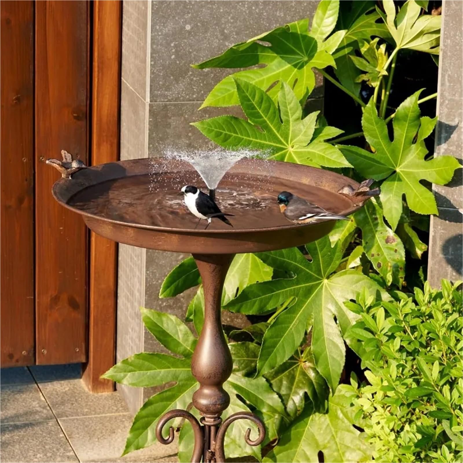 Metal Bebedero pajaros con Pie Baño for pájaros con Soporte, diámetro 18" Ancho x 28" Alto | Baños for pájaros for exteriores, Baños/comedero for pájaros de metal