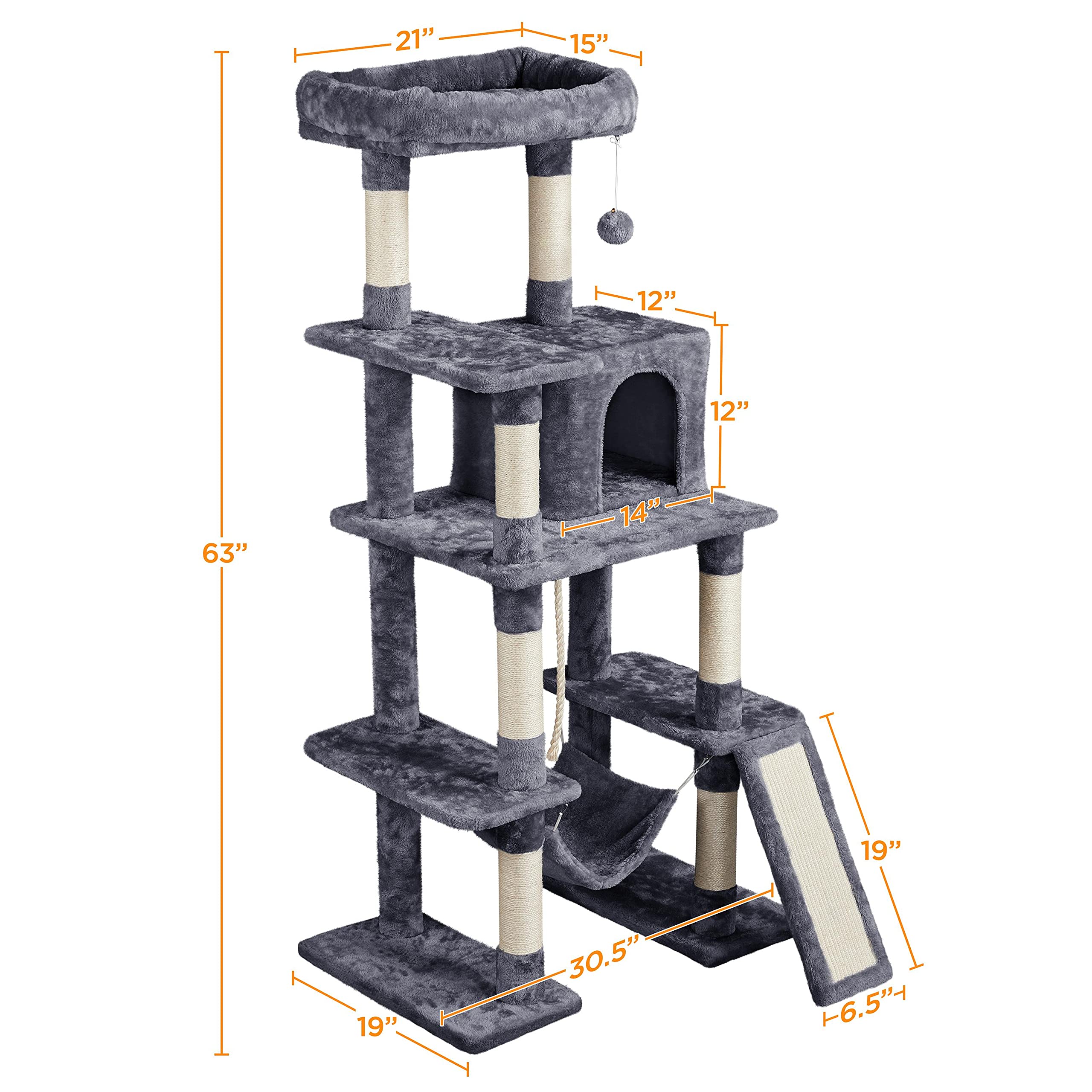 Yaheetech Cat Tree Cat Tower, 63 Inches MultiLevel Cat Tree for Indoor