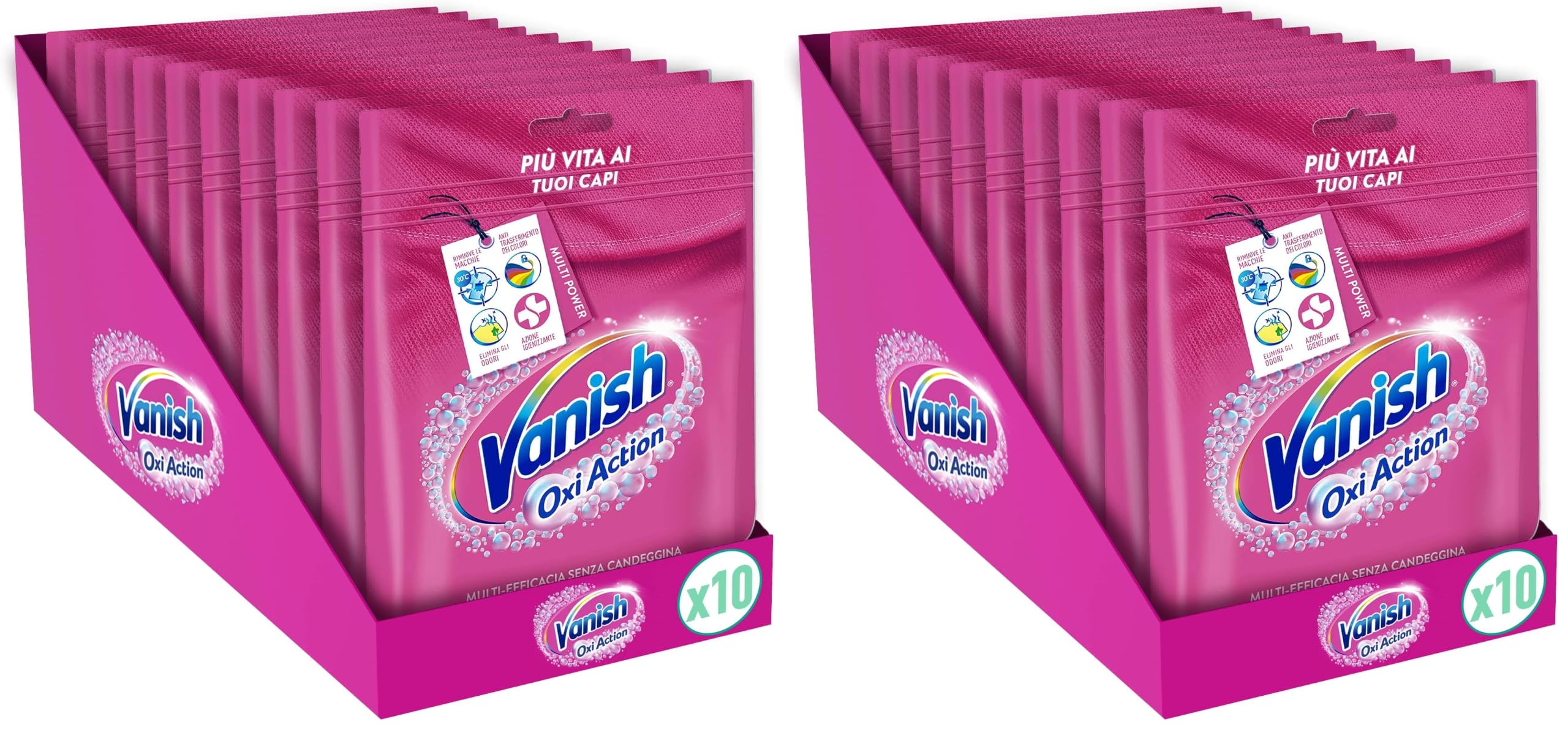 Vanish Polvere Rosa, Smacchiatore per Capi Colorati in polvere, 10 Confezioni da 300 g di Smacchiatore per Bucato, Additivo Lavatrice Multiazione senza Candeggina (Confezione da 2)