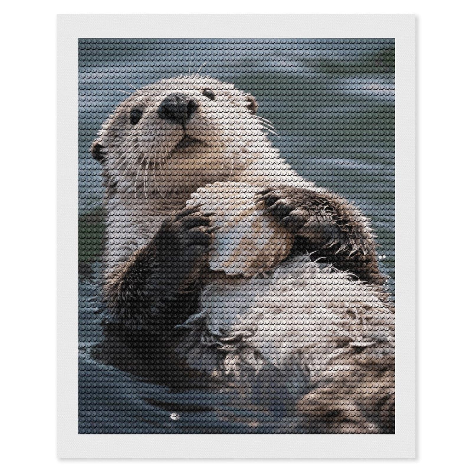 FodPand Sea Otter 5D Diamond Painting Kits for Adults Beginners Full Drill Round Diamond Dots Pictures Gem Art Supplies for Home Wall Room Decoration DIY Craft Set Gift 16x20