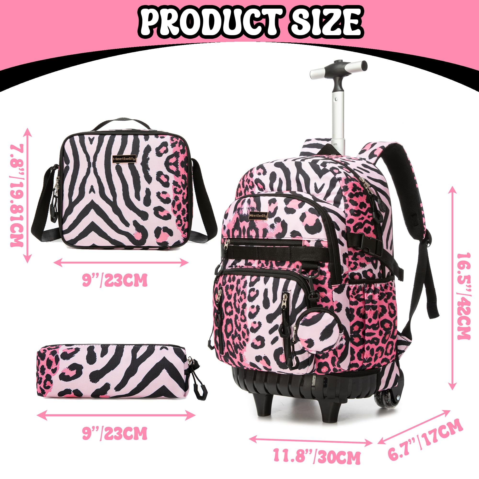 HTgroce Schulrucksack Trolley Mädchen – Schulranzen mit Rollen & Kinderkoffer – Große Schultasche für Grundschule & Reisen – School Trolley Handgepäck