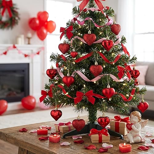 Miniatura 4 de 60 adornos de corazón para el día de San Valentín, Día de la Madre, adornos colgantes con forma de corazón para San Valentín, árbol, boda,