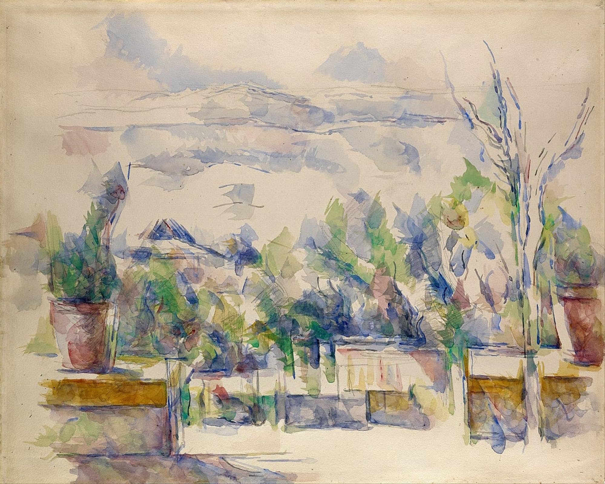 Posteriik No Frame Famous Print Pop Art Wall Art Graffiti The Terrace At The Garden By Paul Cézanne Art Prints For Home Decor 60X90cm