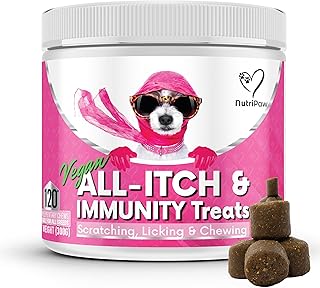 NutriPaw Vegan All-Itch Treats For Dogs - Soothe Itchy Paws, Eyes, Ears, Skin - Stop Itching, Licking, Scratching - Perfect for Small, Medium & Large Dogs - Supports Seasonal Itching