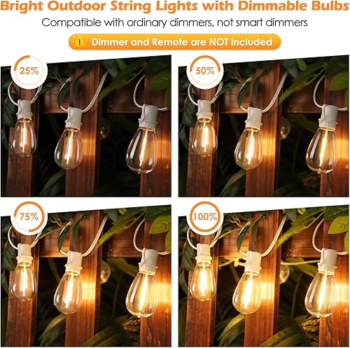 Miniatura 2 de Guirnalda de luces LED para exteriores, 96 pies, luces impermeables para patio con 30+2 bombillas de plástico colgantes Edison vintage de 2700 K