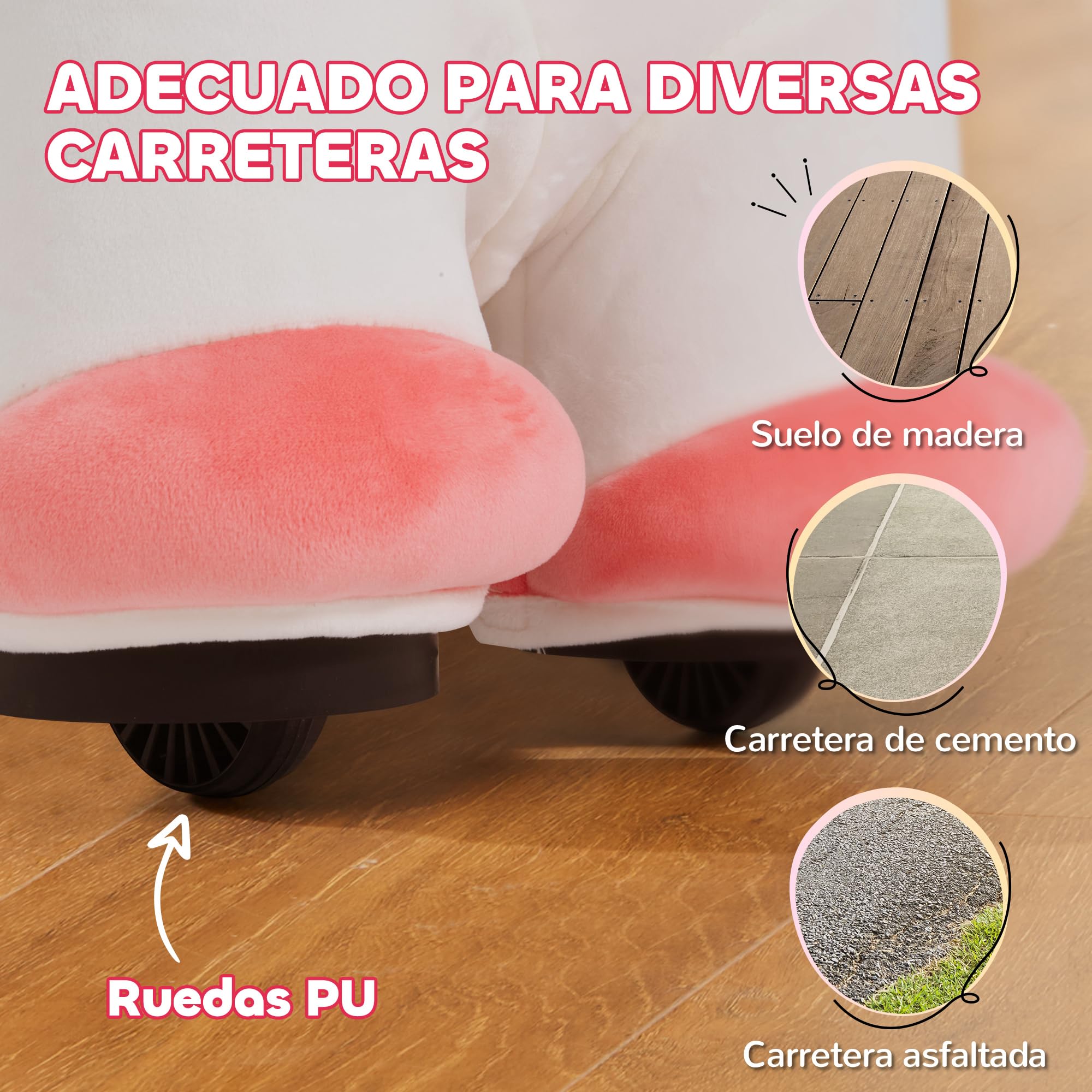 AIYAPLAY Unicornio Eléctrico para Niños de 18 a 36 Meses Caballo Balancín Eléctrico con Batería 6V y Música Carga 25 kg 69x34x53 cm Blanco