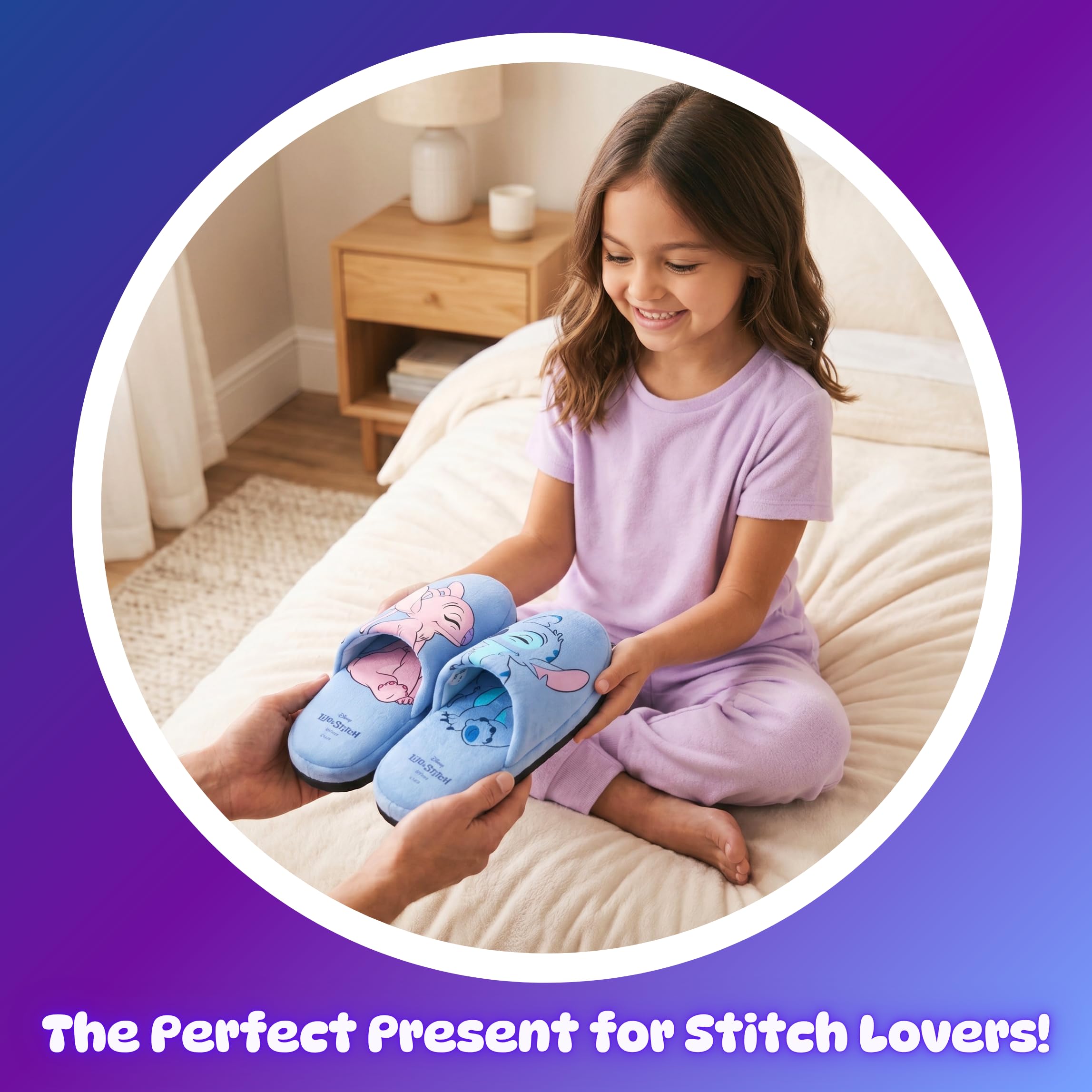 Disney Stitch et Angel Chaussons Filles, Pantoufles D'intérieur, Tailles EU 28 à 35