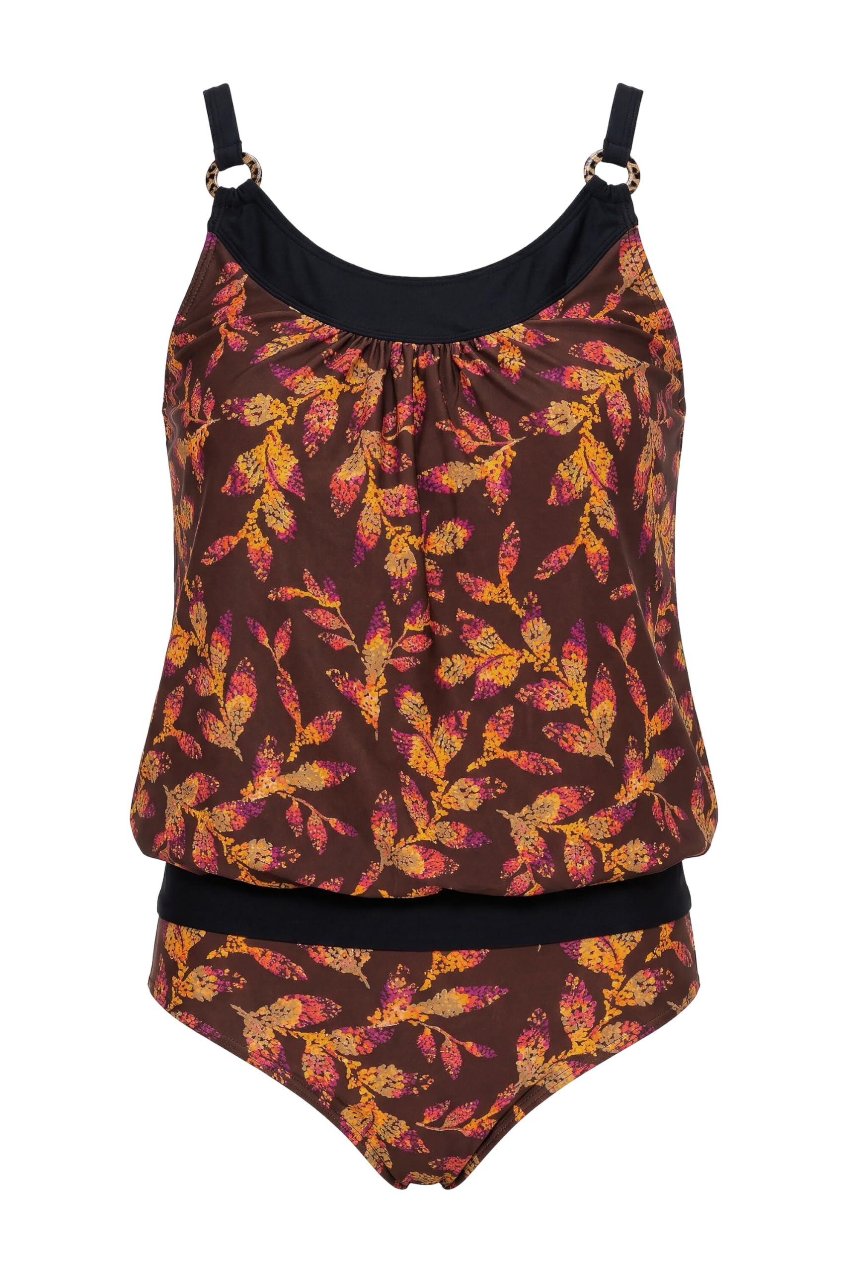 Ulla Popken Tankini, Blätter, Softcups, Träger Verstellbar Parte Superior de Bikini Mujer (Pack de 1)