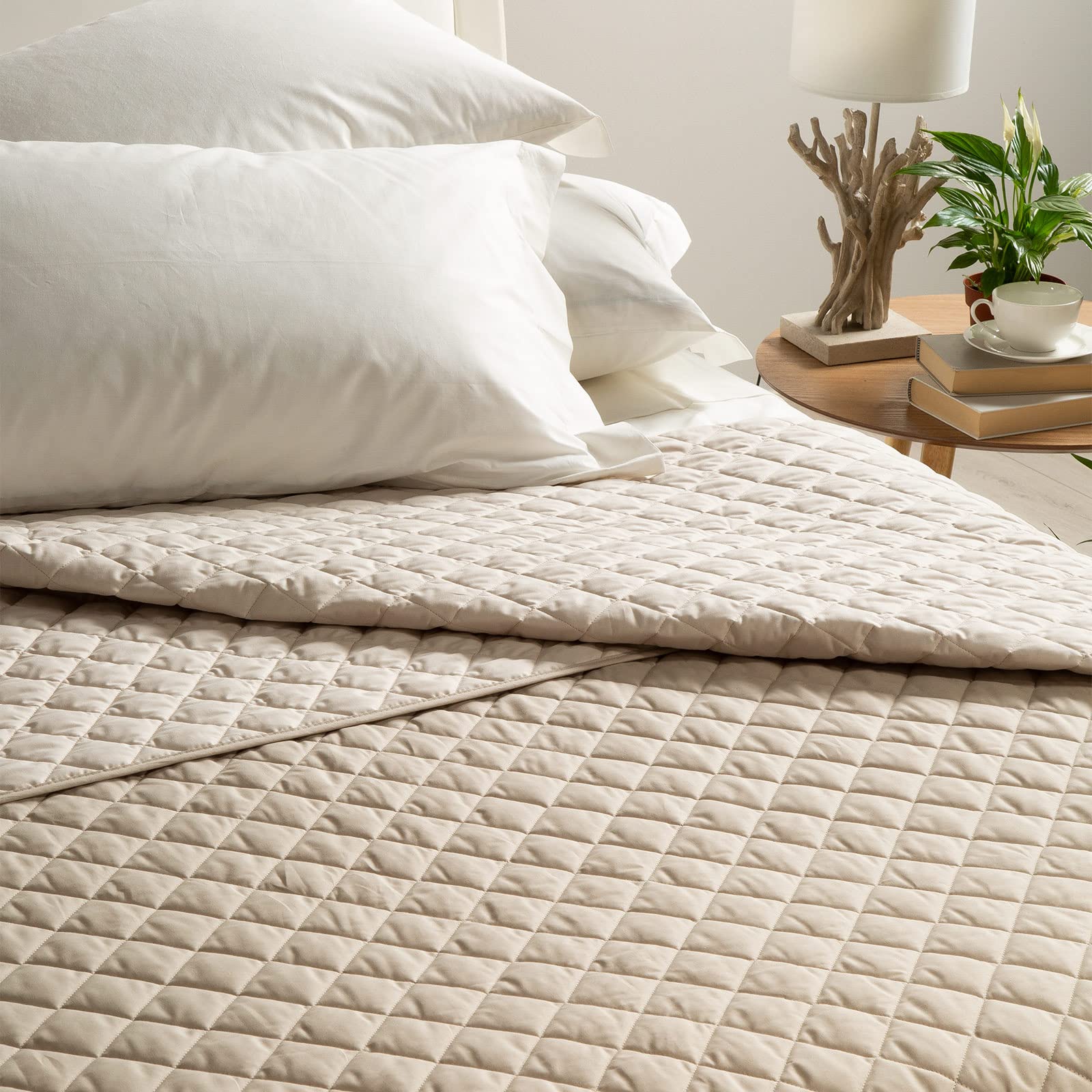 Copriletto Trapuntato Caleffi In Raso Cotone Matrimoniale Avorio - 260x270 Cm - Foto 13