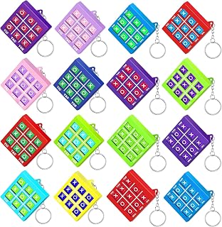 Zikenis Pack of 16 Tic Tac Toe Keyrings Children Age 8-12, Children's Plastic Key R…