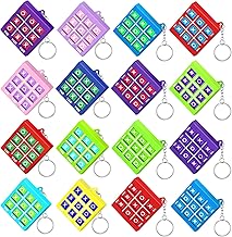 Zikenis 16 Pieces Tic Tac Toe Keyrings, for Children 8 to 12 Years, Mini Backpack Clip Keychain, Durable Plastic Keyholders, for Fashion Favors, Birthday Party Favors