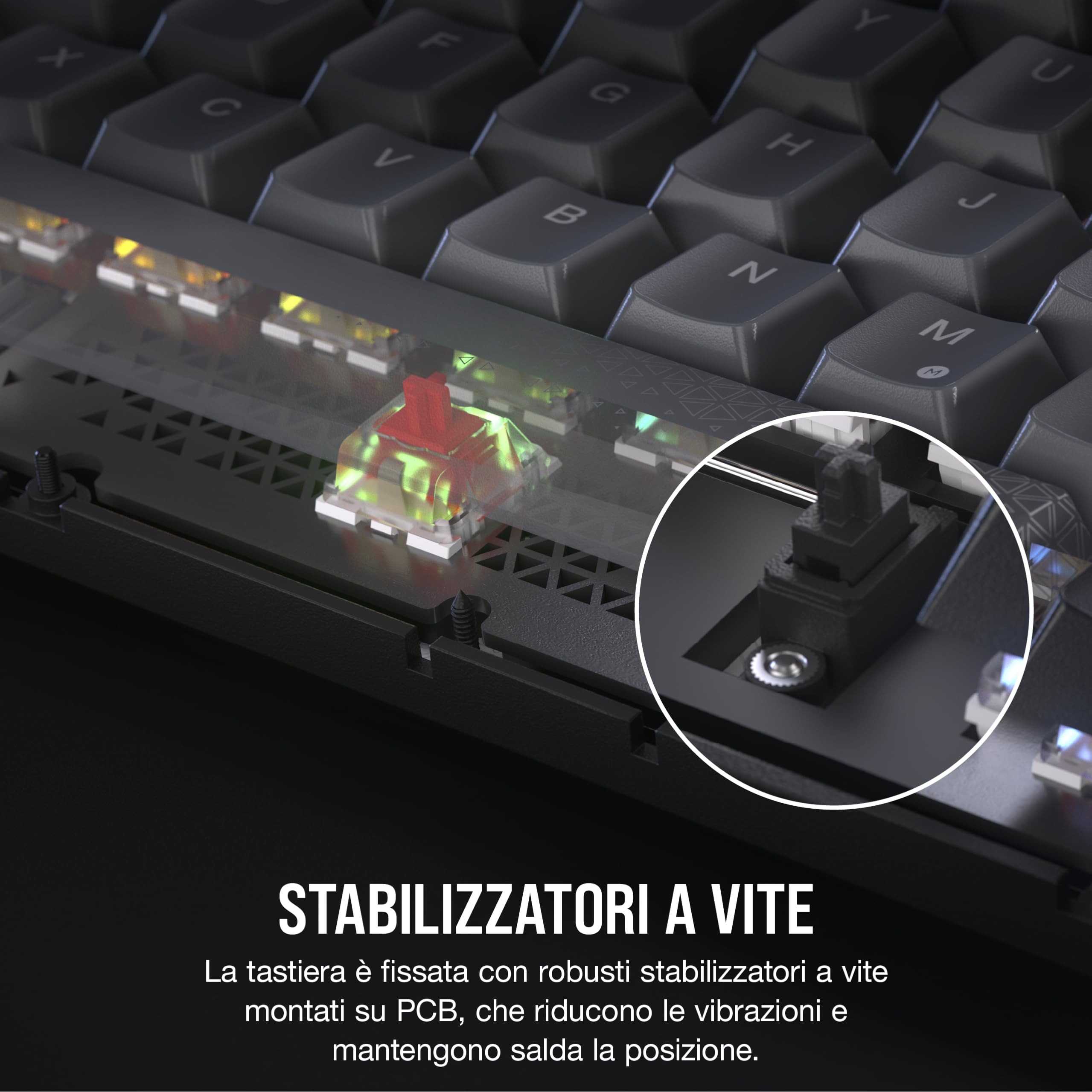 Corsair K65 PLUS WIRELESS 75% RGB Tastiera Meccanica da Gioco — Nero/Grigio | QWERTY IT, Interruttori Lineari MLX Red Pre-lubrificati, Tasti PBT Dye-Sub, Compatibile con iCUE, PC, PS5, PS4, Xbox