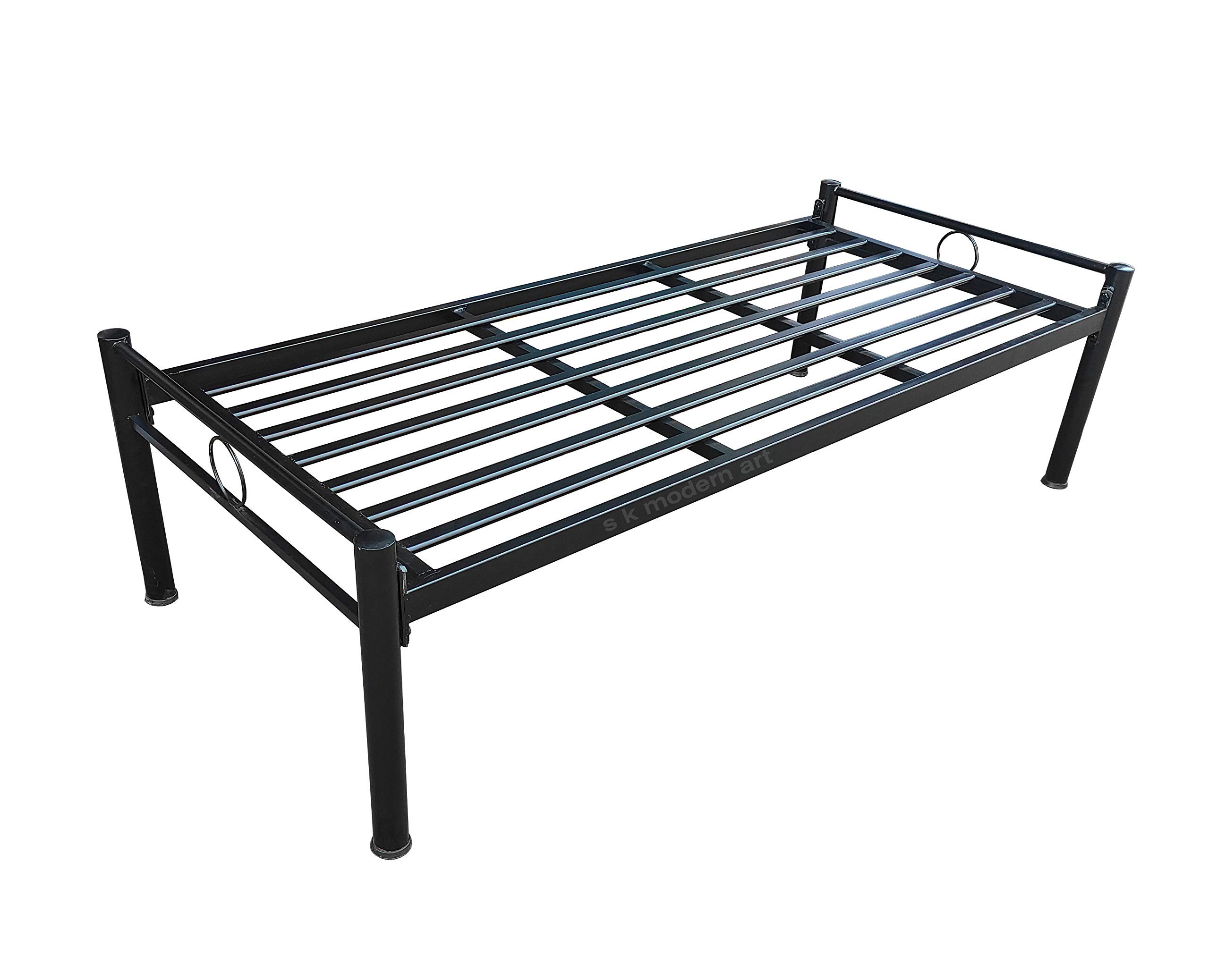 s k modern art Powder Coated Metal Bed (Black, 5 x 6 feet)