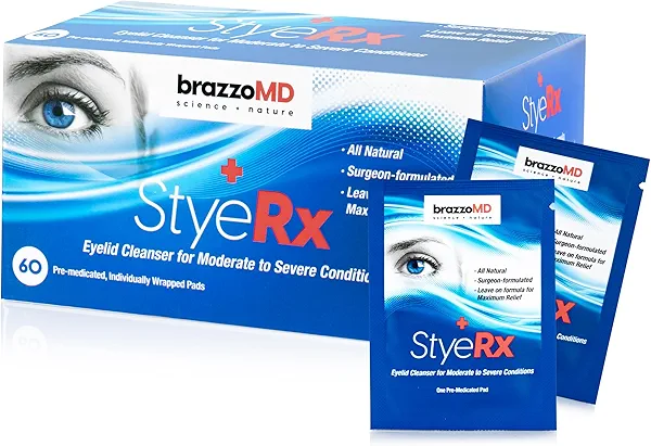 brazzoMD StyeRx Individual Eyelid and Lash Wipes for Stye Relief, Chalazions - Box of 60