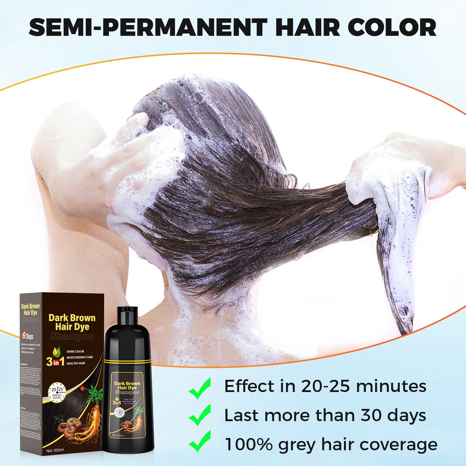 Amazon.com : JUANCHI Dark Brown Hair Dye Shampoo 3 in1, Dark Brown