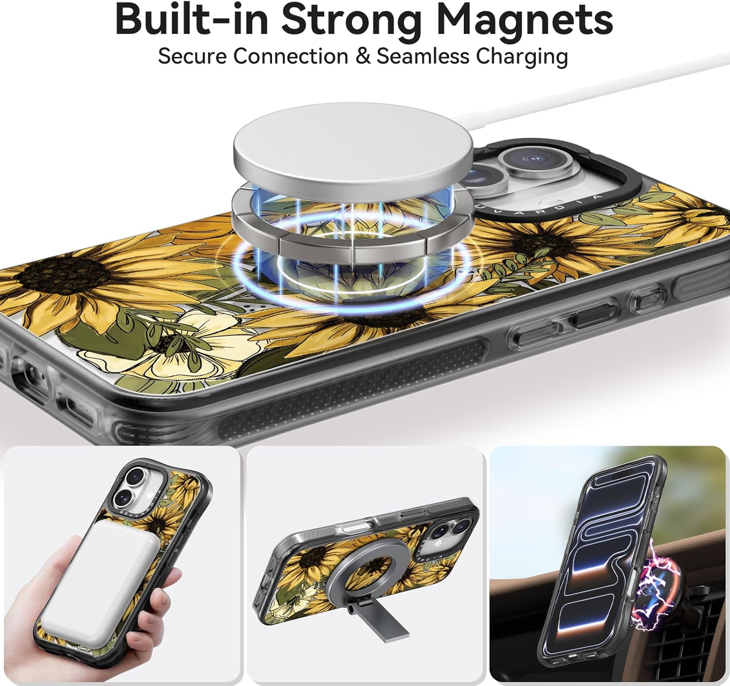 Bouvardia for iPhone 17 Case, Compatible with Magsafe, Cute Design for Women & Girls, Protective & Aesthetic, Floral Theme - Sun Flowers