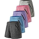 Liberty Imports 5 Pack: Womens Workout Gym Shorts Casual Lounge Set, Ladies Active Athletic Apparel with Zipper Pockets