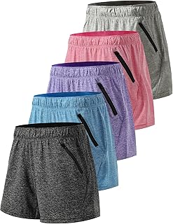 Multi-Pack Women's Athletic Gym Shorts with Secure Zipper Pockets
