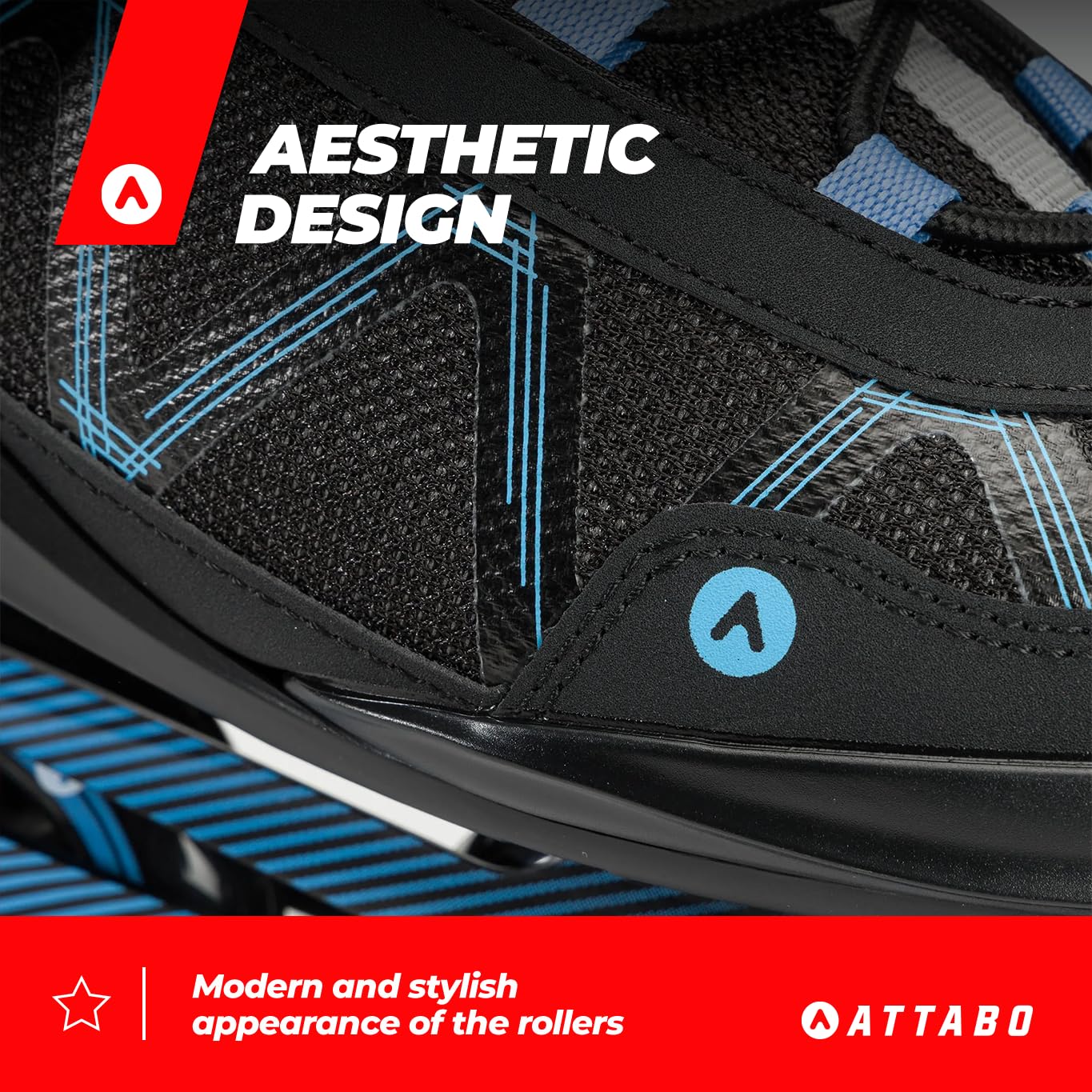Rollers Attabo Bliss pour Hommes 40-46 EU Confort et Sécurité Coque Semi-Dure Roues en Aluminium 80 mm Roulements en PU ABEC-7 Réglable pour Un Meilleur Ajustement