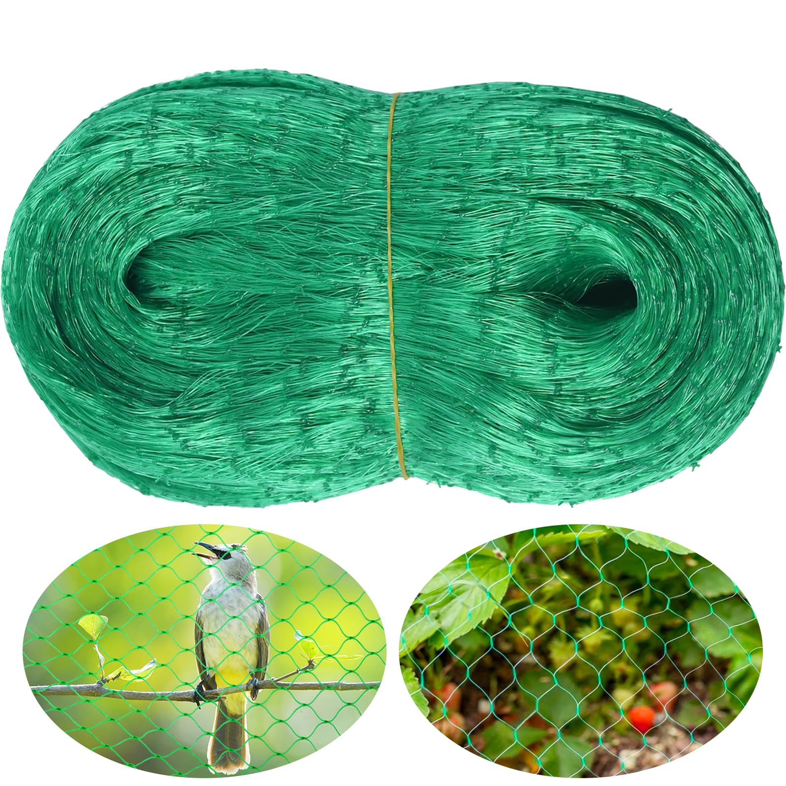 Rete di protezione per uccelli, 8 m x 10 m, per giardino e aiuole rialzate, protezione efficace da piccioni e altri uccelli, a maglia stretta e stabile per alberi da frutto, fragole e ciliegio