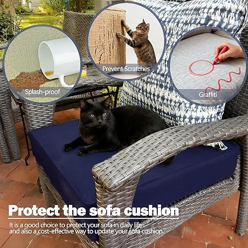 Miniatura 6 de Sqodok - Fundas de cojín de patio de 25 x 25 x 5 pulgadas, impermeables, para muebles de patio, 4 unidades, fundas de repuesto para sofá modular,