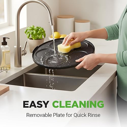 Miniatura 4 de NutriChef Máquina eléctrica de crepé y placa de cocción  Placa caliente antiadherente reversible de 12 pulgadas con luces indicadoras LED y control