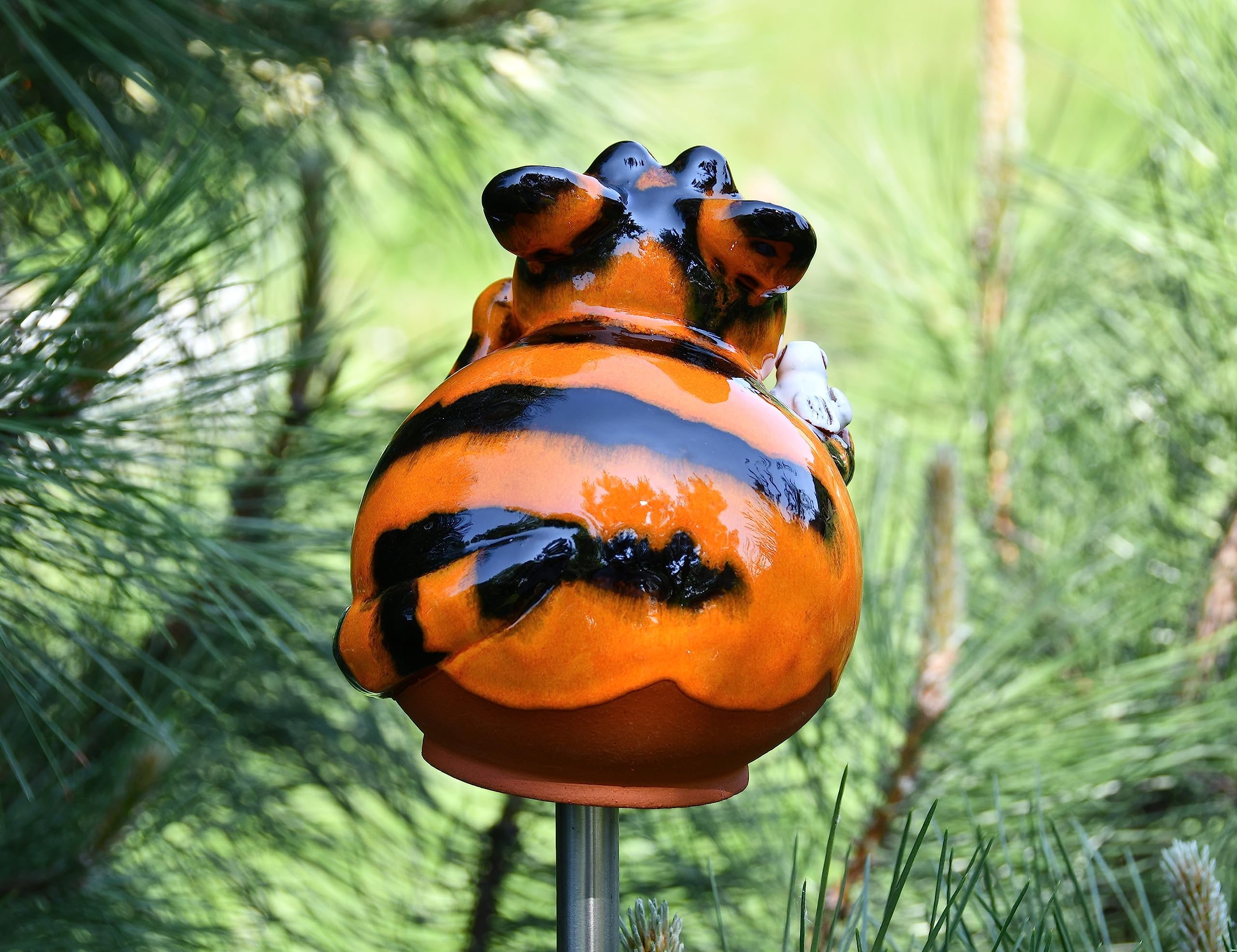 Gartenstecker Keramik Handgefertigt - Gartendeko für Draußen Wetterfest - Garten Deko Keramik - Gartenfiguren & Gartenstatuen - Katze