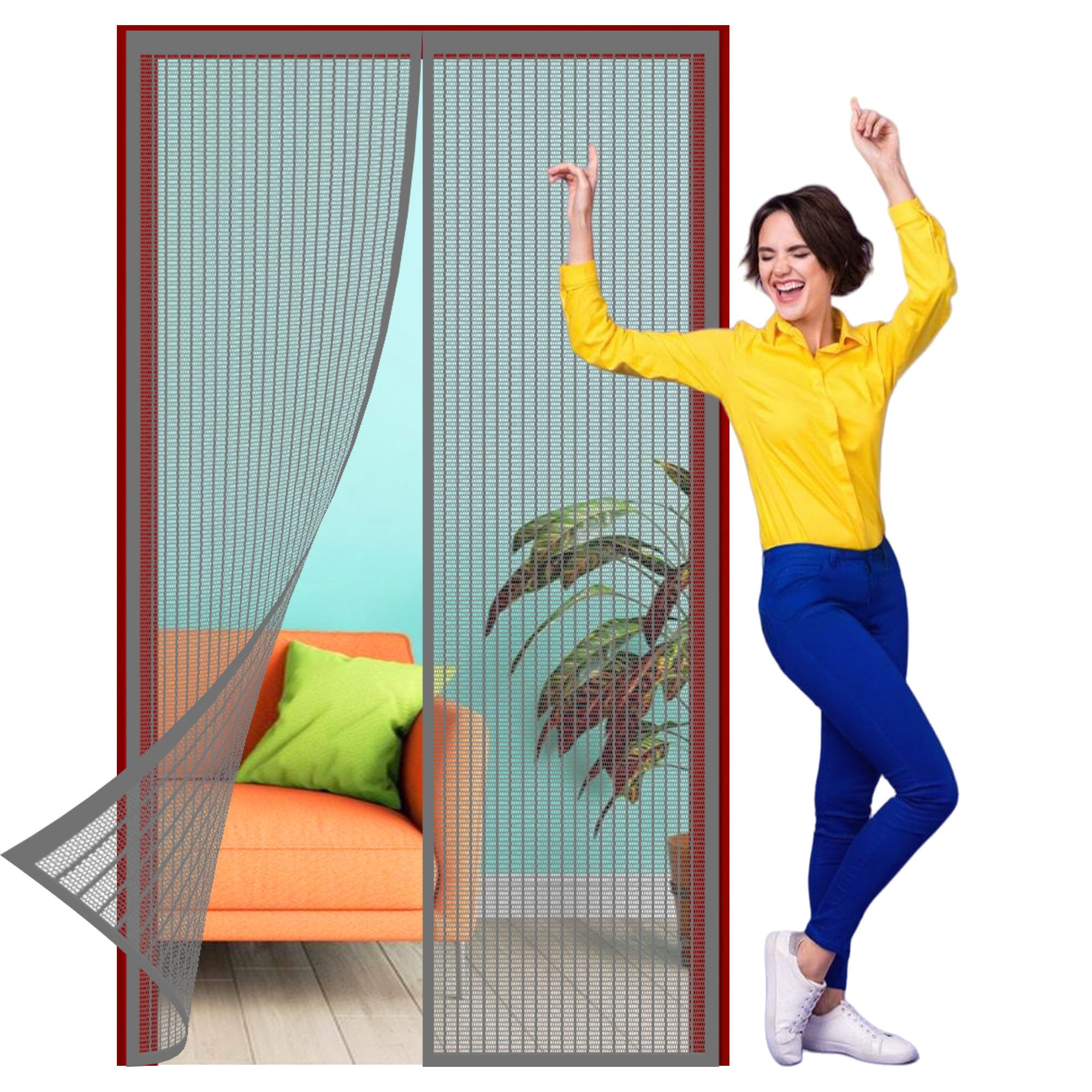 Moustiquaire porte fenetre coulissante gris 89x241 cm pour balcon