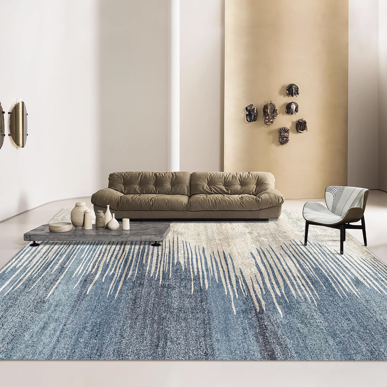 VK·LIVING Washable Rug 9'x12' Abstract Area Rug Thin Living Room Rug