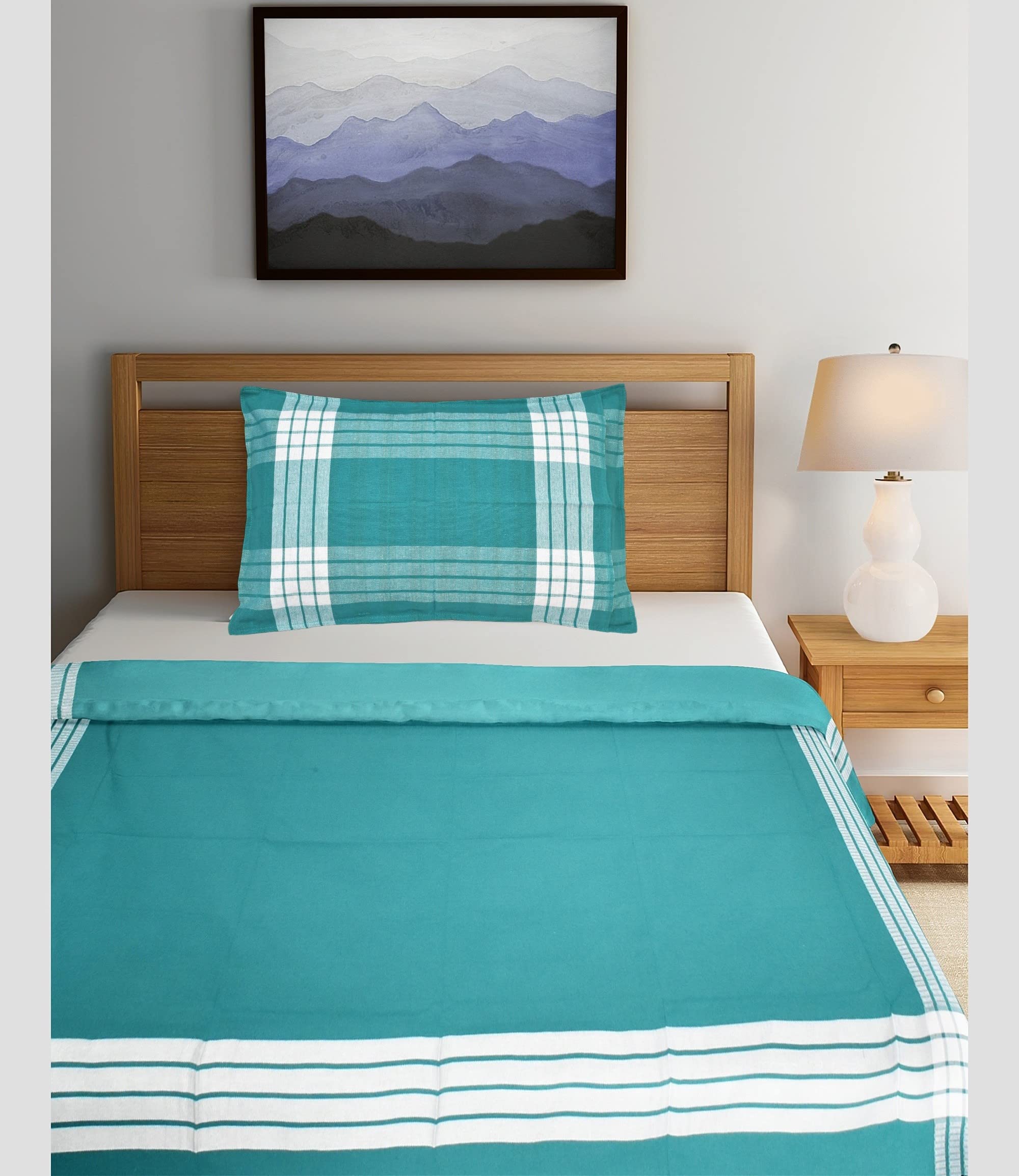 TUNI MANI Pure Cotton Bedsheet with Pillow Cover for Home/Hospitals, Size : 50" X 90" (Green)-image-5