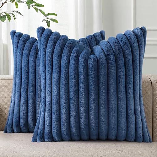 Pallene Faux Fur Plush Throw Pillow Covers 24x24 Set of