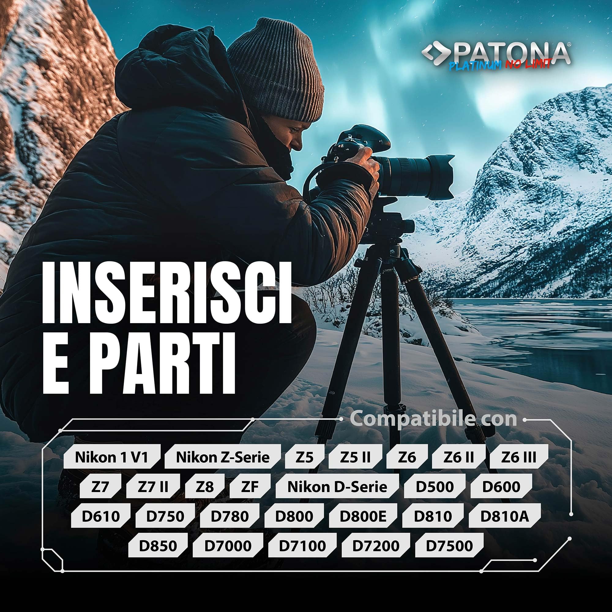 PATONA Platinum Batteria EN-EL15C 2600mAh con USB-C – ricambio per Nikon EN-EL15 EL15b EL15c – compatibile con Z5 Z6 II/III Z7 II Z8 Zf D7500 D850 D780 – ricarica diretta nella batteria