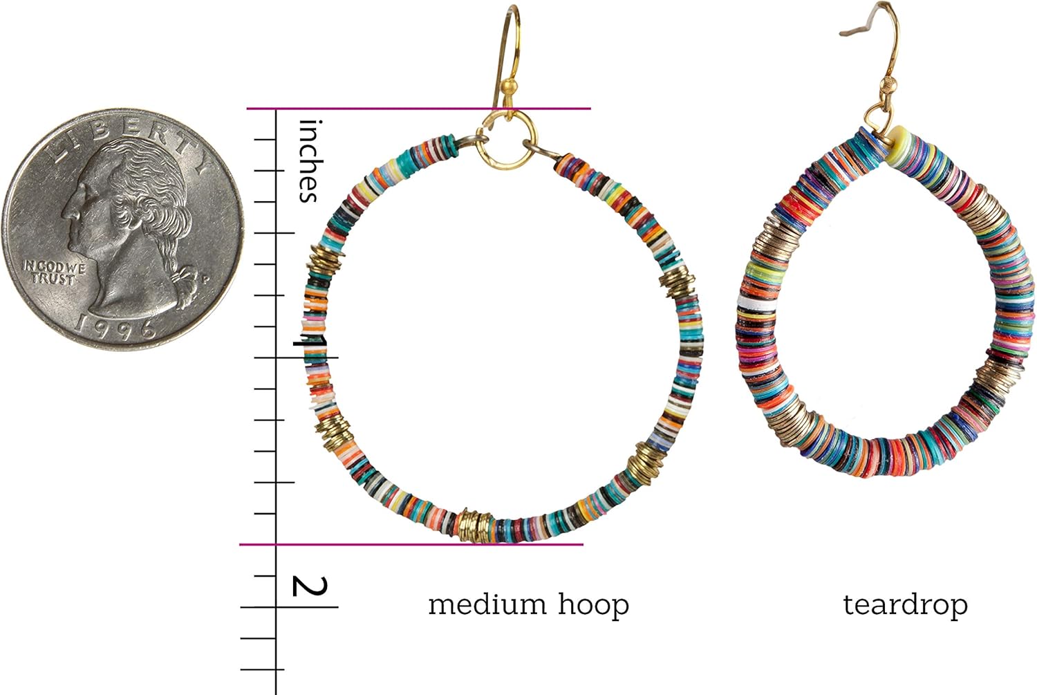 Bohemian Multi-Colored Sequin Hoop Gold Earrings - SPUNKYsoul Collection… - Image 4