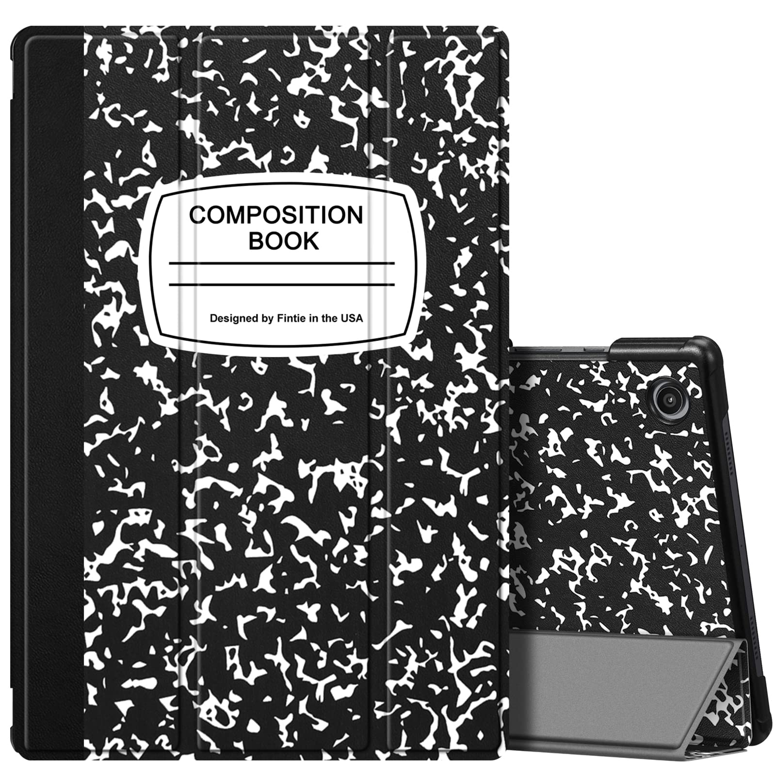 Fintie Slim Case für Samsung Galaxy Tab A8 10.5 Zoll 2022 Modell (SM-X200/X205/X207), Ultra Dünn Leicht Hard Back Shell Tri-Fold Stand Cover mit Auto Wake/Sleep Composition Book Schwarz