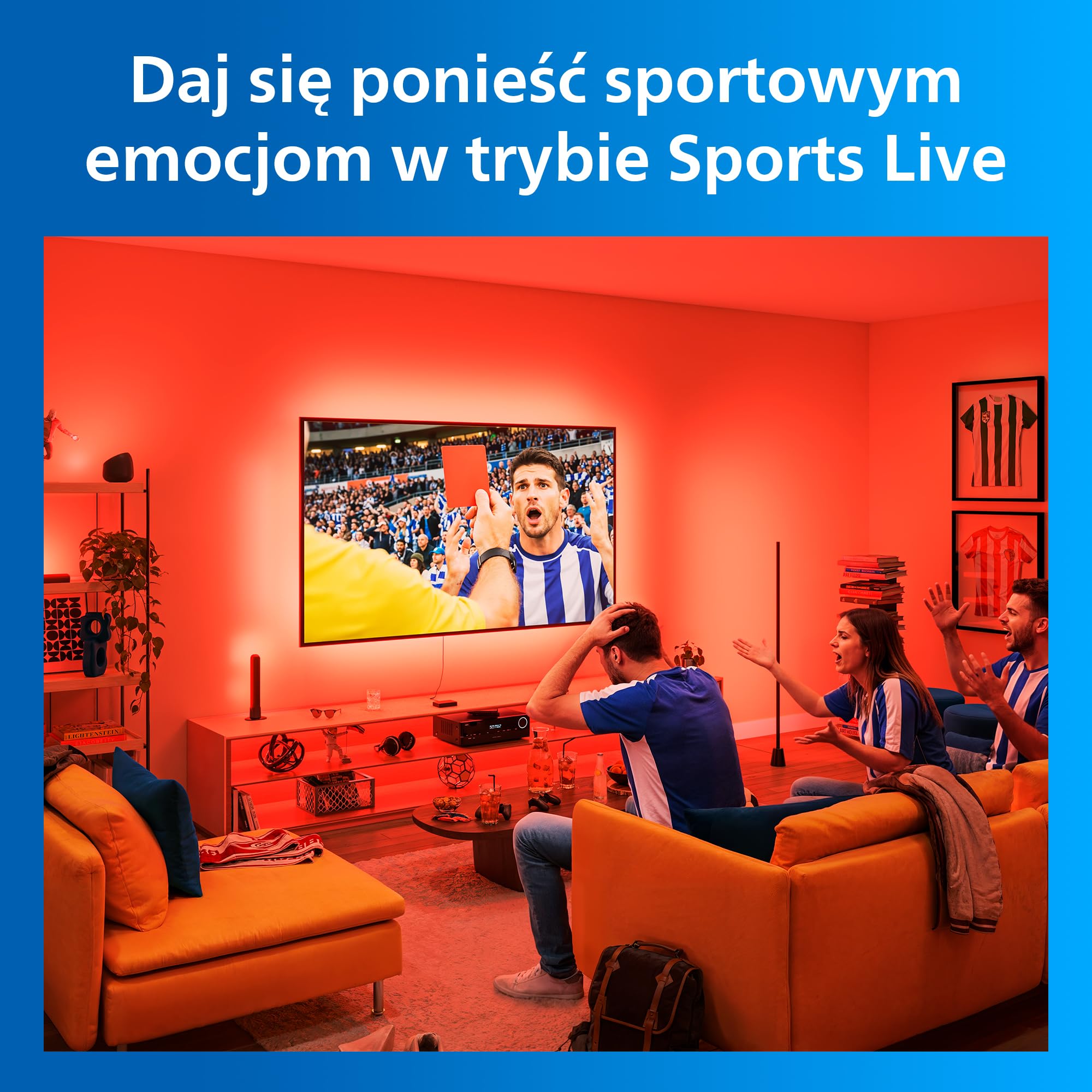 Philips Smart Lighting HDMI 2.1 Sync Box 8K z Podświetleniem TV 55"–65", Taśma LED RGBIC, Ultra Szybkie Odświeżanie, Personalizowane Oświetlenie, Łatwy Montaż, TV, Filmy, Gaming