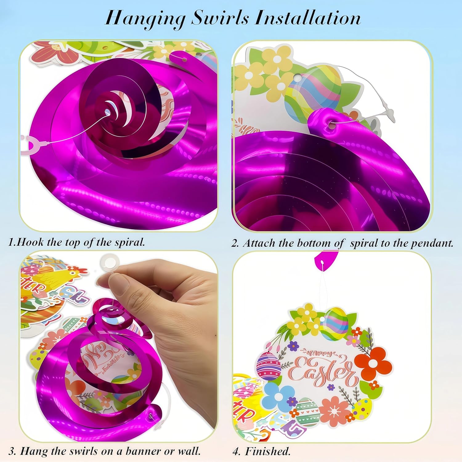 Happy Easter Themed Party Supplies, Plates Napkins Cups Tableware, Happy Easter Banner, Hanging Swirls, Egg Tablecloth, Bunny Foil Balloons, Cake Topper, Printed Rabbits Balloons for Kids and Adults
