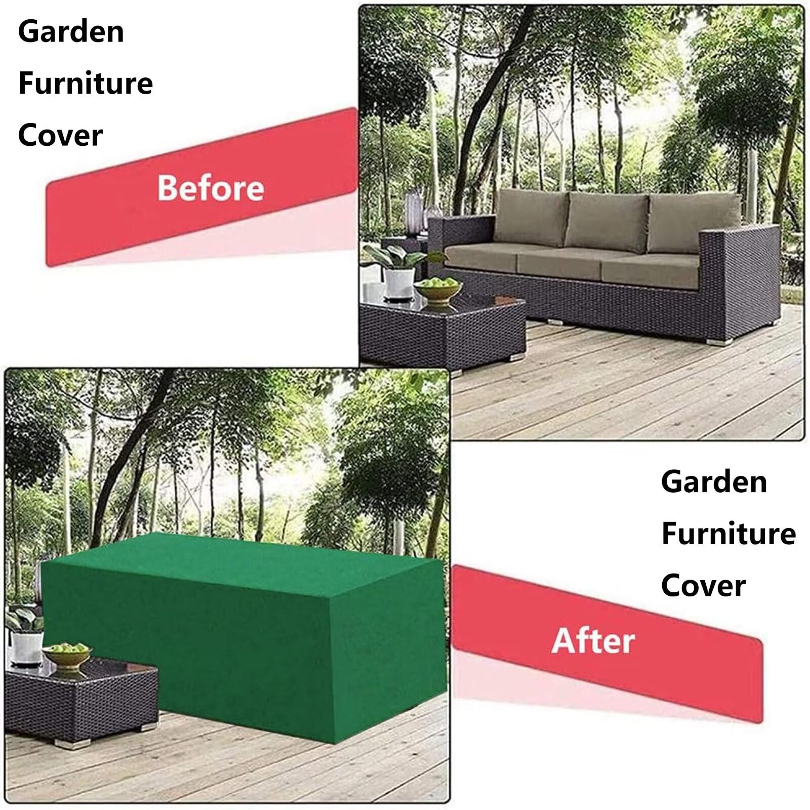 Gartenmöbel für Abdeckung,200x100x90cm(LxWxH)Rechteckig Abdeckplane für Gartentische Wasserdicht Winddicht Anti-UV 420D Oxford Gewebe Schutzhülle für Terrassenmöbel Stühle und Möbelsets -Grün