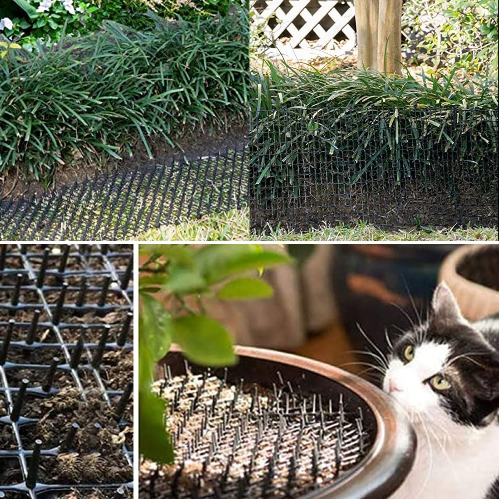 30 x 400 cm nero anti gatto, tappetino repellente per gatti in plastica con punte, rete deterrente per animali domestici, gatti, cani, volpi, protezione per la casa, esterni, giardino, prato